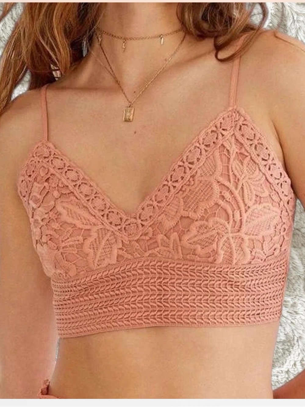 Aeropostale Crochet Lace Bralette in Blush Pink